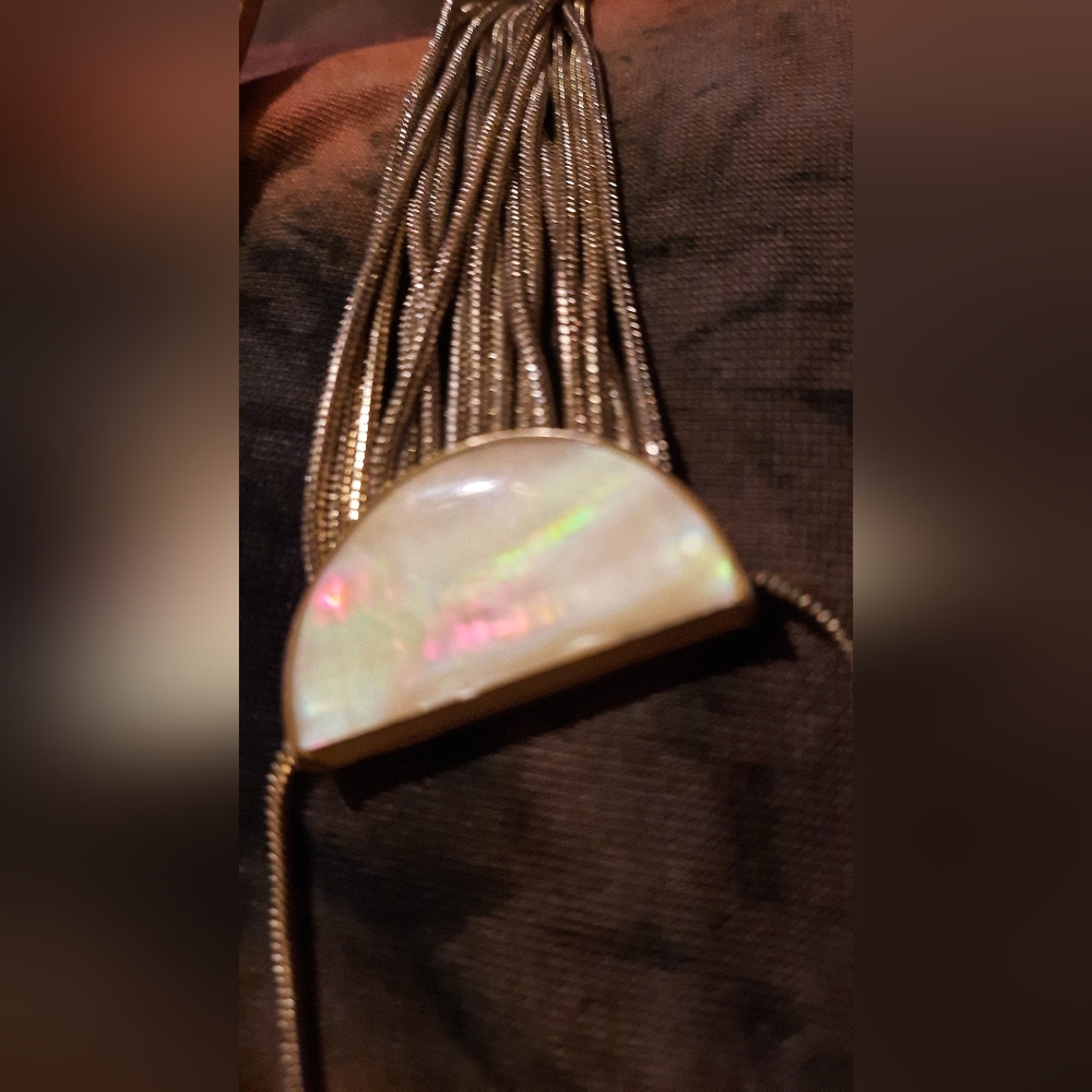 White house black market long mother of pearl look tassel fringe Necklace - Picture 10 of 16